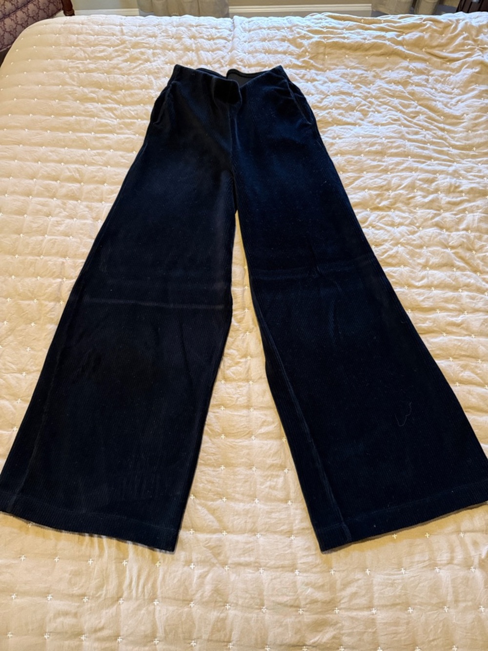 Marks & Spencer Wide Leg Black Corduroy Pants